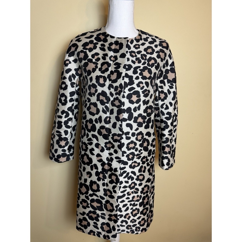 Ann Taylor Jacket Womens XXS Brown Leopard Print Dressy Coat